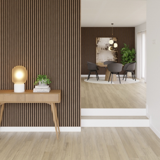 AW02 - Licht gerookt eiken - PET vilt + MDF v313 met houtfineer - 22 x 605 x 3000 mm (1)