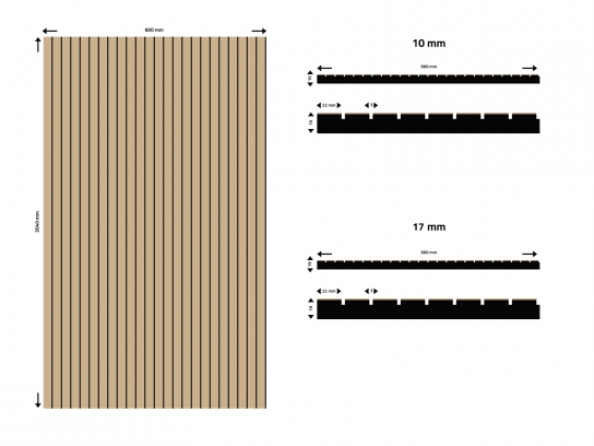 EP01 - Wandpaneel eiken model 1 - Eiken fineer - 17 x 600 x 3040 mm (1)