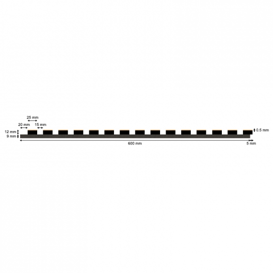 AW07 - Zwart eiken - PET vilt + MDF v313 met houtfineer - 22 x 605 x maatwerk (3)