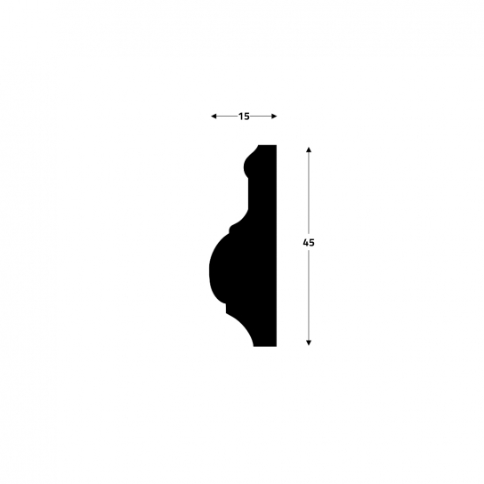 1803 - Landelijke sierlijst - MDF v313  - 15 x 45 mm (5)