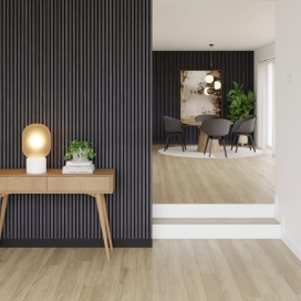 AW06 - Donkergrijs eiken - PET vilt + MDF v313 met houtfineer - 22 x 605 x 3000 mm (1) (thumbnail)