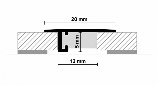 UL20 - UL 20x5 - Aluminium bewerkt - 20 x 5 mm Zwart (1)